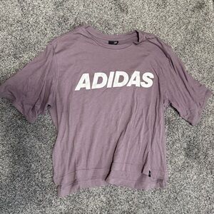 Adidas Lavender Cropped Tee with White Logo